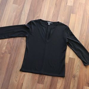 DKNY Black Matte Jersey Pullover Top Sz S